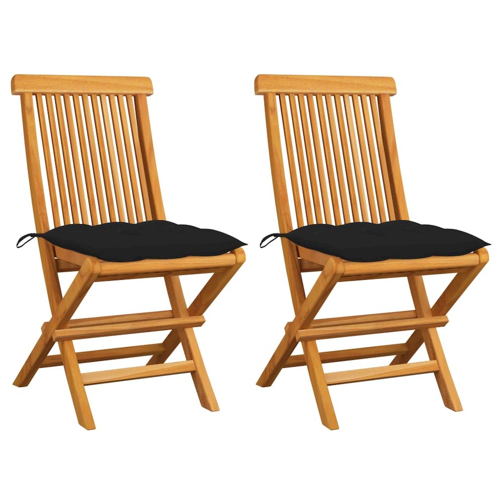 Patio Chair Set of 2 Natural Teak Teak Wood, Polyester Medium