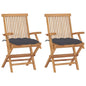 Garden Chair Set of 2 Anthracite Solid Teak Wood Medium