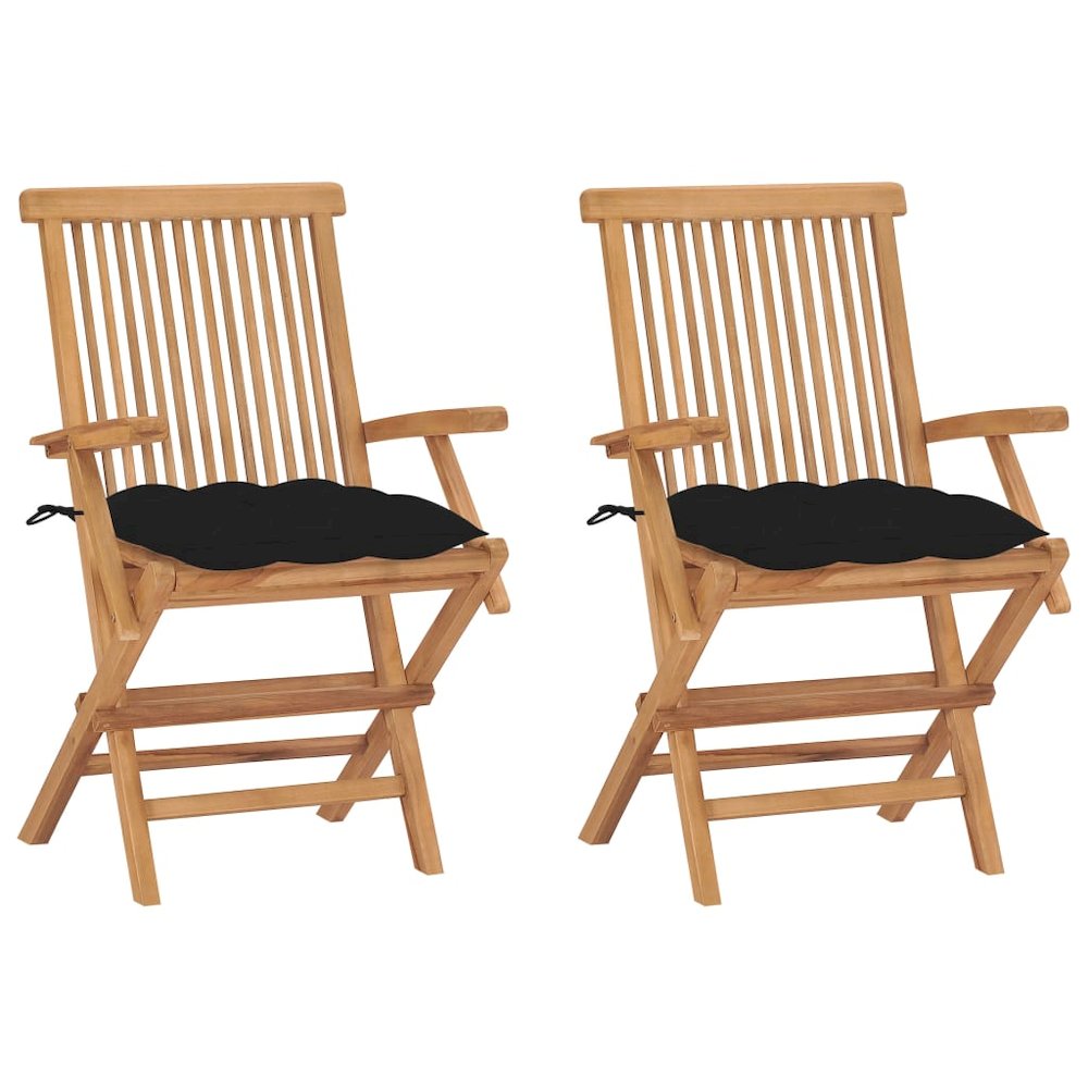 Patio Chair Set of 2 Natural Wood Teak Wood Standard Foldable