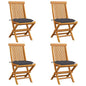 Garden Chair Set of 4 Teak, Anthracite Teak wood, Polyester