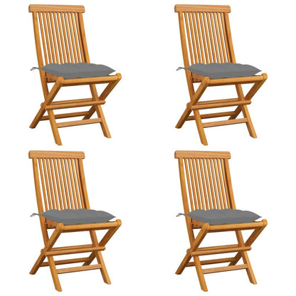 Garden Chair Set of 4 Brown Teak Wood Standard Foldable