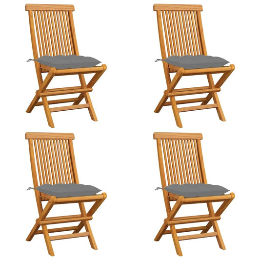 Garden Chair Set of 4 Brown Teak Wood Standard Foldable