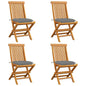 Garden Chair Set of 4 Brown Teak Wood Standard Foldable