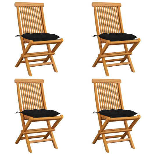 Patio Chair Set of 4 Teak Fine Sanded Hardwood Standard