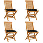 Patio Chair Set of 4 Teak Fine Sanded Hardwood Standard