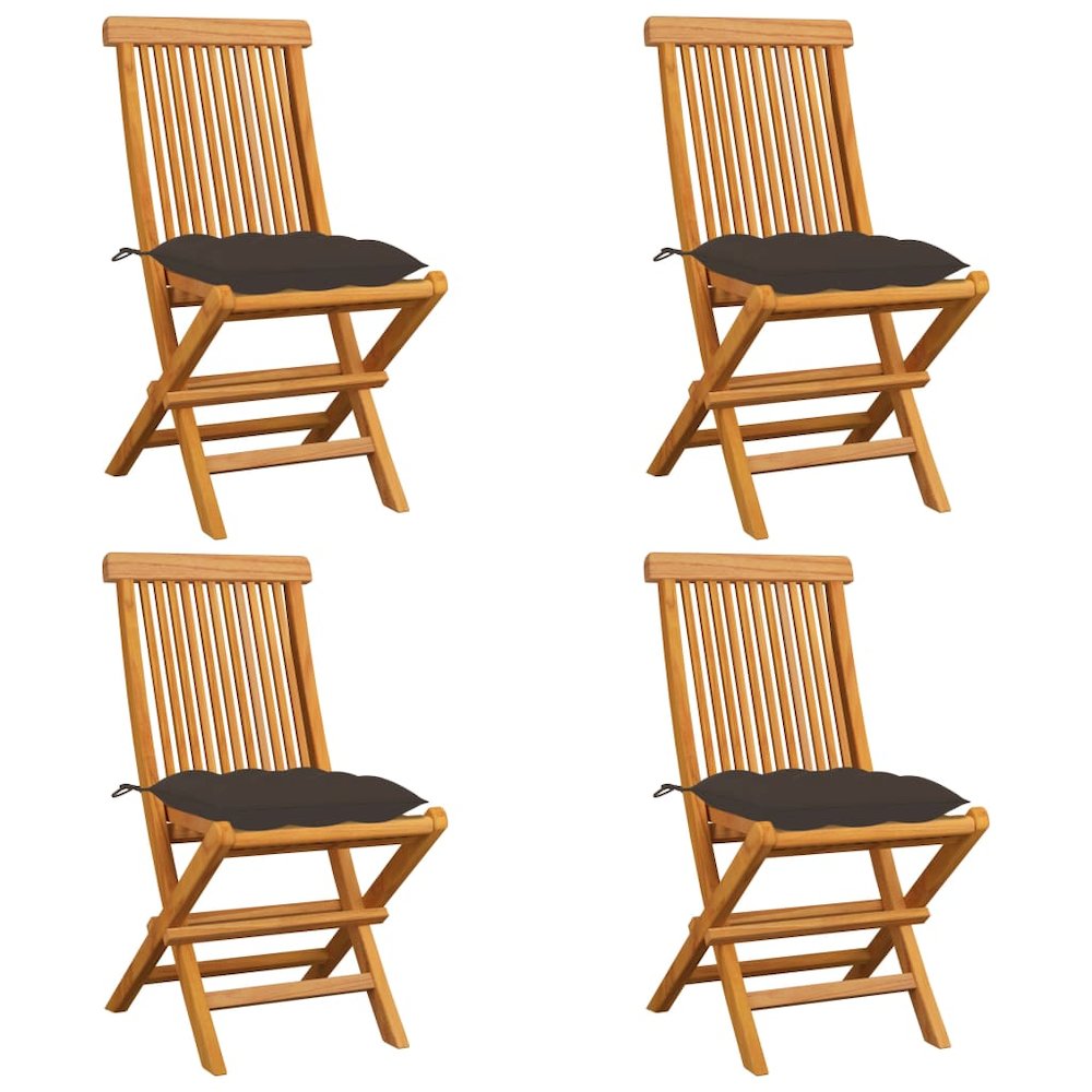 Patio Chair Set of 4 Natural Wood Fine Sanded Teak Hardwood