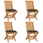 Patio Chair Set of 4 Natural Wood Fine Sanded Teak Hardwood
