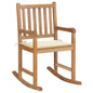 vidaXL Rocking Chair with Cream Cushion Solid Teak Wood 2759
