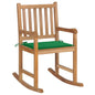 vidaXL Rocking Chair with Green Cushion Solid Teak Wood 2762