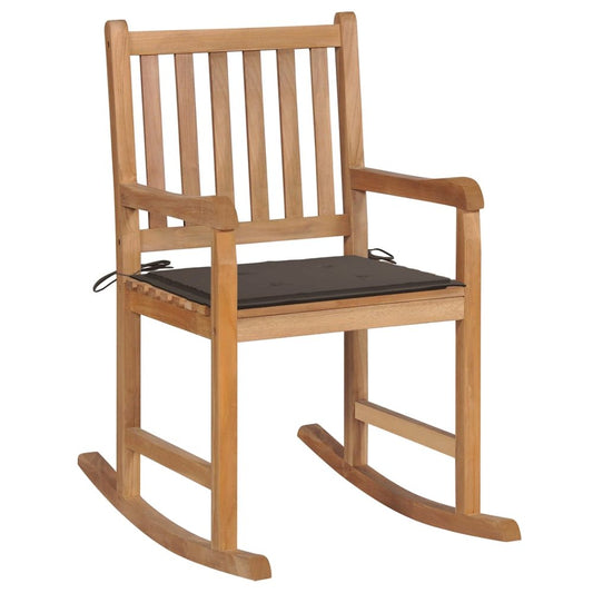 vidaXL Rocking Chair with Taupe Cushion Solid Teak Wood, 3062765