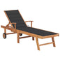 Sun Lounger Sanded teak hardwood and galvanized steel Large