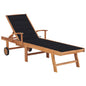 Sun Lounger Natural Teak, Black Cushion