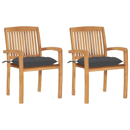 Garden Chair Set of 2 Teak Solid Teak wood Standard Foldable