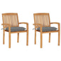 Garden Chair Set of 2 Teak Teak wood Standard Stackable