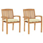 vidaXL Garden Chairs 2 pcs with Cream White Cushions Solid Teak Wood 3269