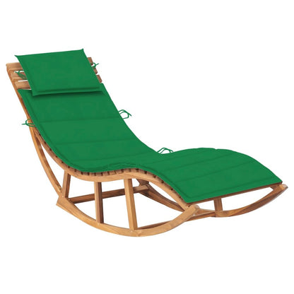 Sun Lounger Teak Green Teak wood, Polyester Standard