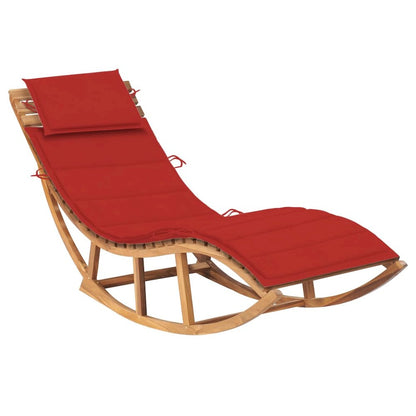 Sun Lounger Red and natural wood