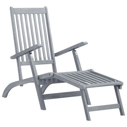 Deck Chair Wooden Solid acacia wood, 100% polyester Large