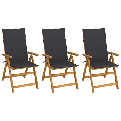Garden Chair Set of 3 Anthracite Solid Acacia wood Standard