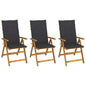 Garden Chair Set of 3 Anthracite Solid Acacia wood Standard