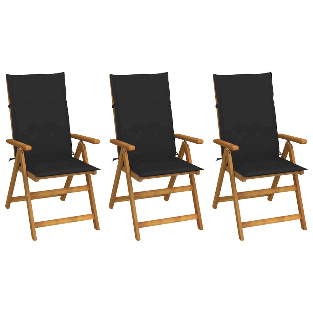 Garden Chair Set of 3 Wooden Brown
