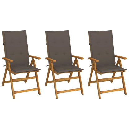 Garden Chair Set of 3 Taupe, Brown Solid Acacia wood