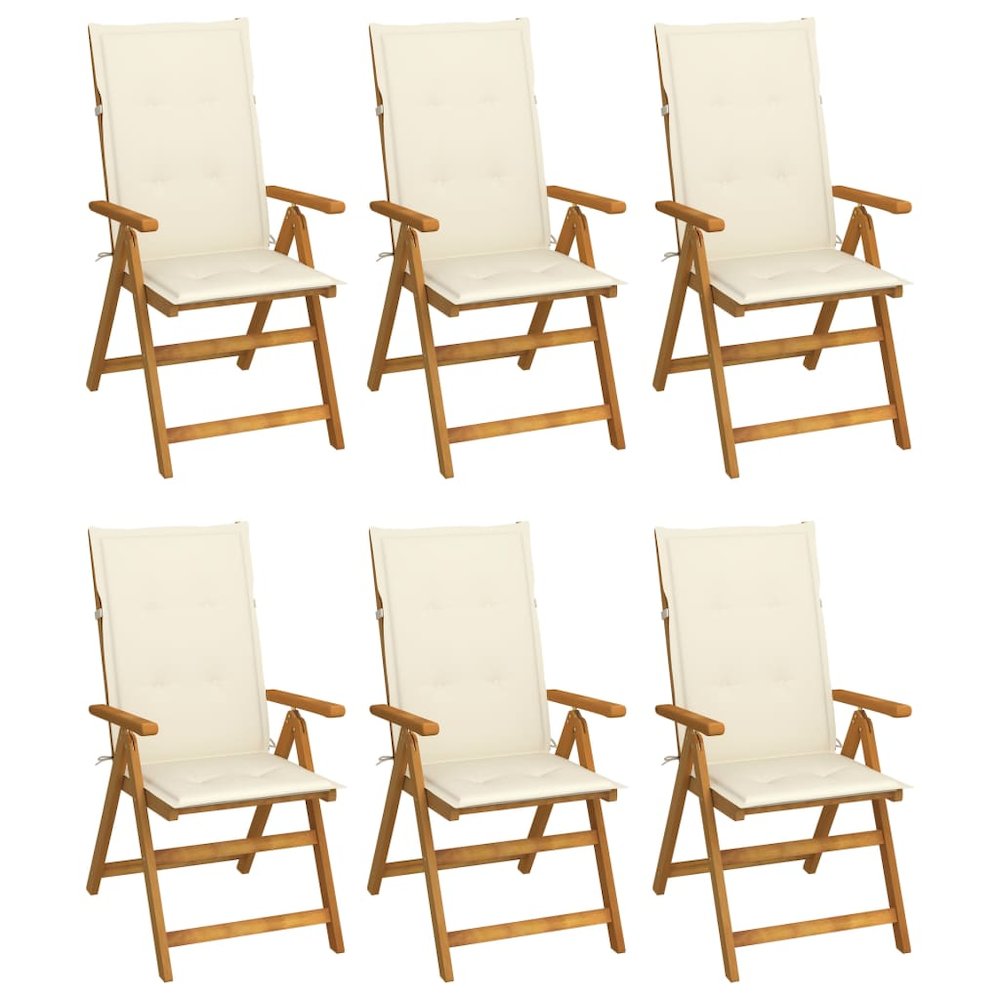 Garden Chair Set of 6 Brown, Cream