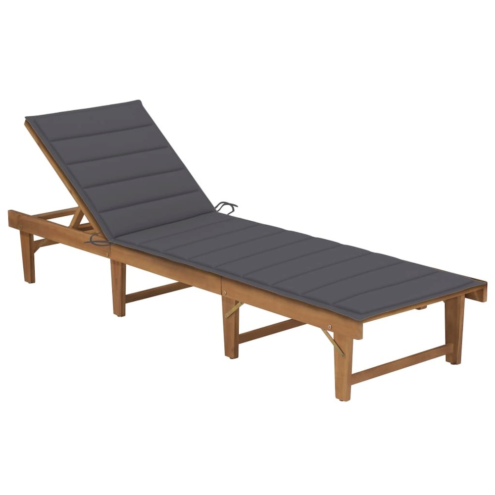 Sun Lounger Anthracite Solid Acacia wood, Fabric (100% polyester)