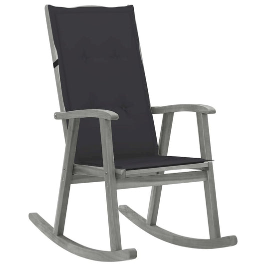 vidaXL Rocking Chair with Cushions Gray Solid Acacia Wood 4209