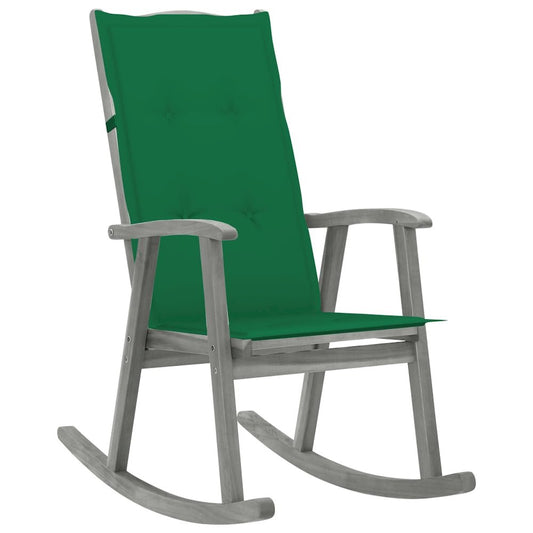 vidaXL Rocking Chair with Cushions Gray Solid Acacia Wood, 3064214
