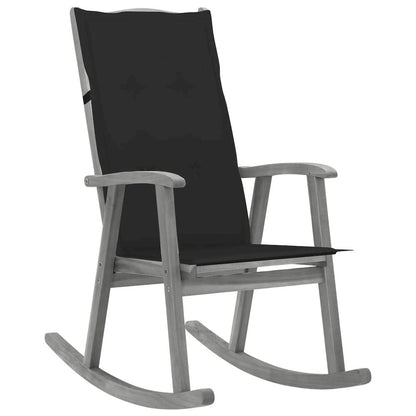 vidaXL Rocking Chair with Cushions Gray Solid Acacia Wood, 3064216