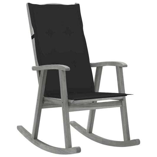 vidaXL Rocking Chair with Cushions Gray Solid Acacia Wood, 3064216