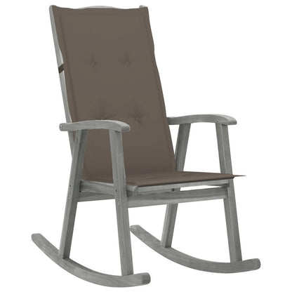 vidaXL Rocking Chair with Cushions Gray Solid Acacia Wood 4217