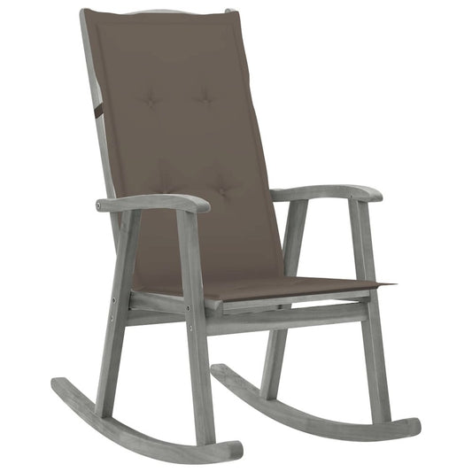 vidaXL Rocking Chair with Cushions Gray Solid Acacia Wood 4217