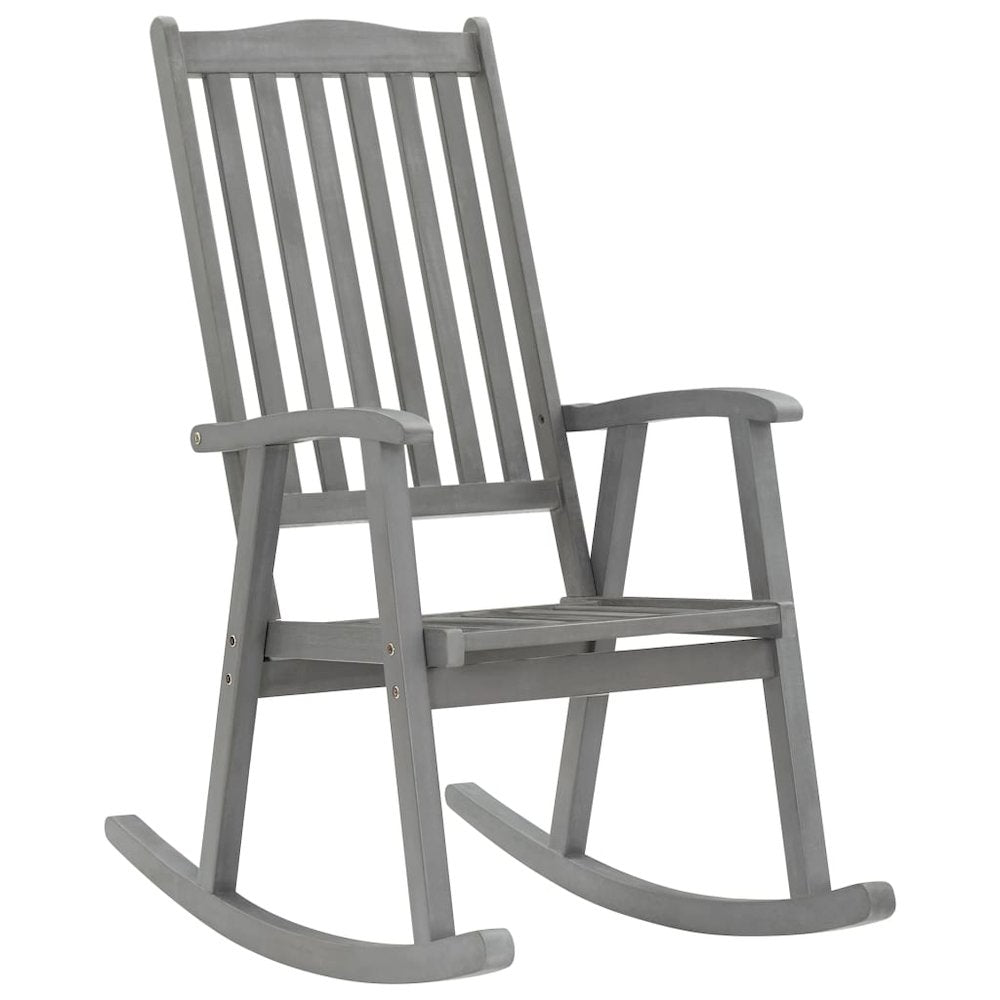Wooden Rocking Chair Grey Solid acacia wood Medium