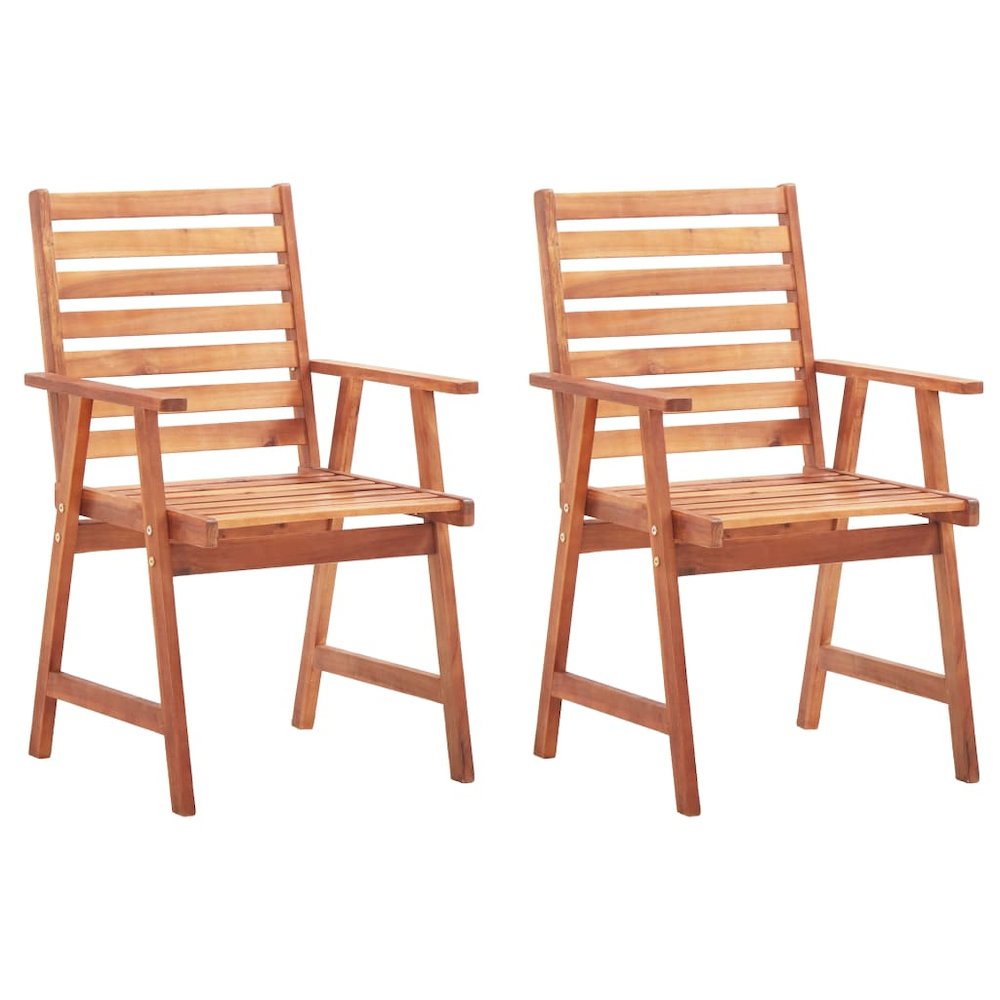 Outdoor Chair Set of 2 Grey, Natural Wood
