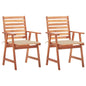 Outdoor Chair Set of 2 Beige Cushion, Brown Wood