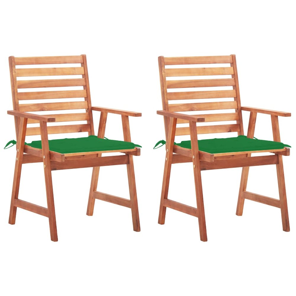 Outdoor Chair Set of 2 Green, Brown