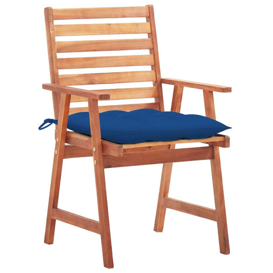 Patio Chair Set of 2 Royal blue Solid Acacia Wood Standard