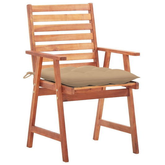 Patio Chair Set of 3 Natural wood brown Solid acacia wood Medium
