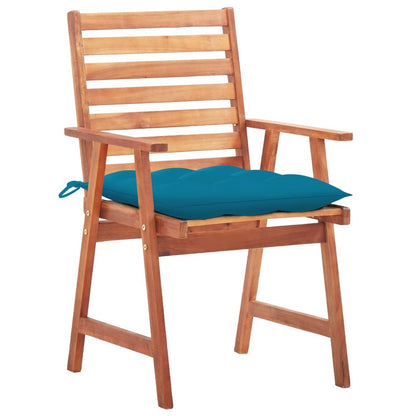 Patio Chair Set of 3 Blue, Brown Solid Acacia wood, 100% Polyester