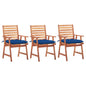 Patio Chair Set of 3 Royal blue Solid acacia wood Medium
