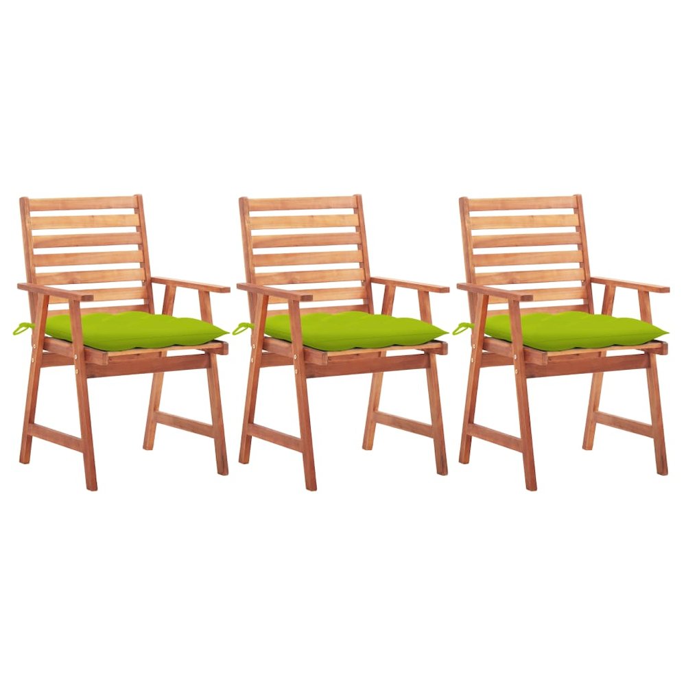 Patio Chair Set of 3 Brown Solid Acacia wood Standard