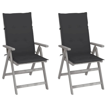 Garden Chair Set of 2 Grey Solid acacia wood Standard