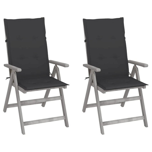 Garden Chair Set of 2 Grey Solid acacia wood Standard