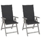 Garden Chair Set of 2 Grey Solid acacia wood Standard