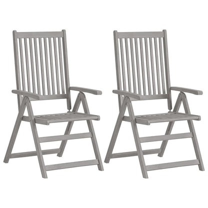 Garden Chair Set of 2 Grey Solid acacia wood Standard