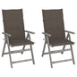 Garden Chair Set of 2 Grey Solid acacia wood Medium