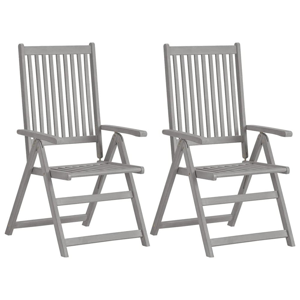 Garden Chair Set of 2 Grey Solid acacia wood Medium