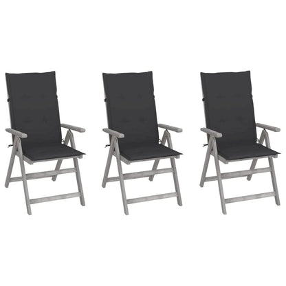 Garden Chair Set of 3 Grey wash Solid Acacia wood Standard
